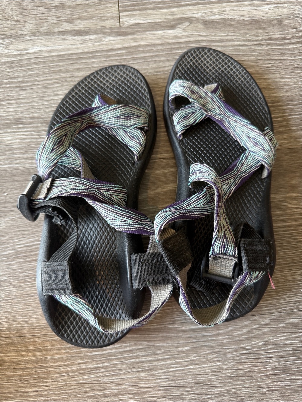 Chaco Women's Black Sandals with Multicolor Woven Straps